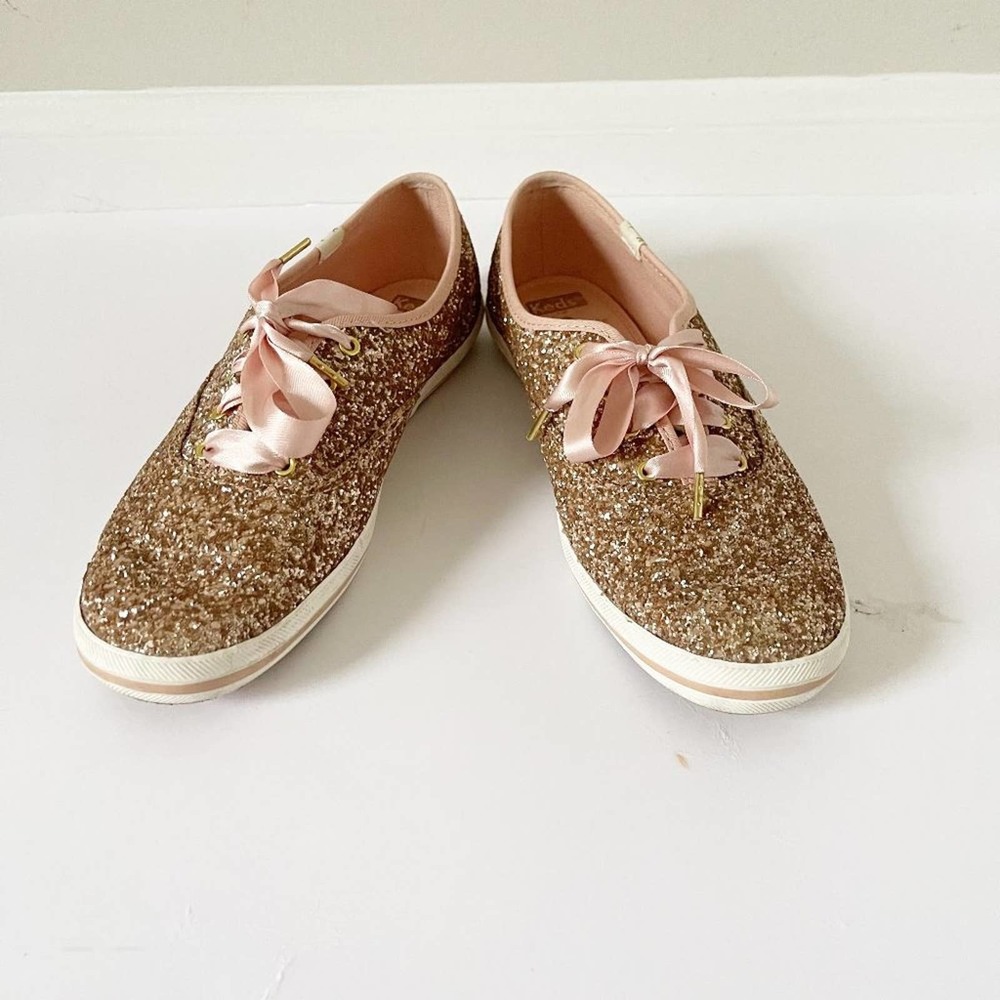 Kate Spade Glitter Sneakers in Gold and Pink